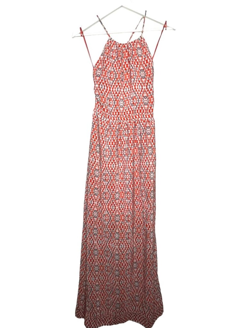 Joie Womens Silk Maxi Dress Size 2 Orange Boho Lace Up Back Beach